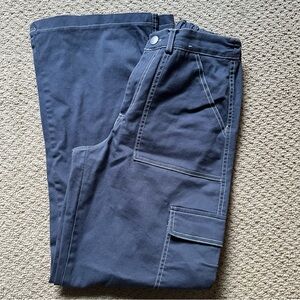 Rachel Paige Blue Contrast Stitch Cargo Pants - 90s Streetwear Wide Leg Sz S